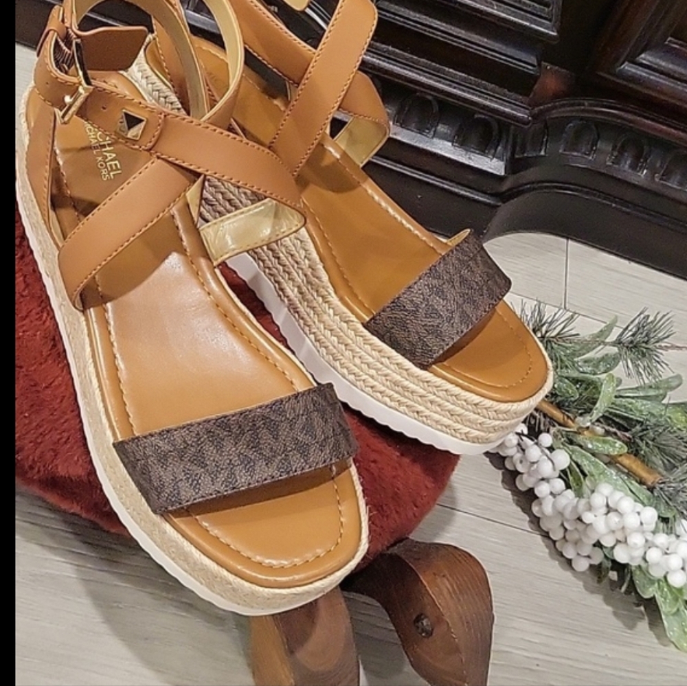 Michael Kors Tan and Brown Platform Sandals